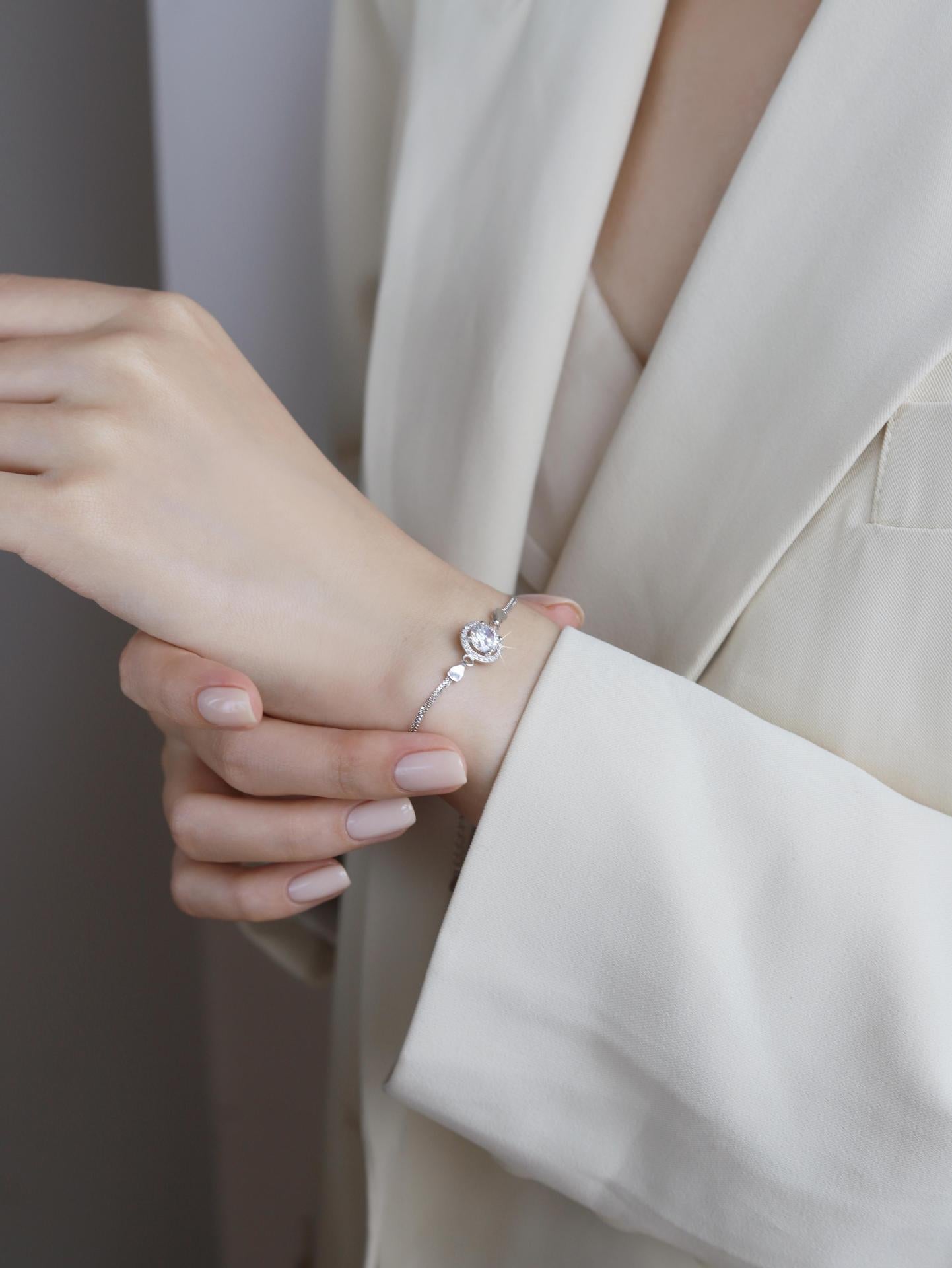 s925Sterling Silver Bracelet1Carat Plated pt950Fashion Versatile Jewelry Manufacturer Cross-Border Moissanite Hand Jewelry Wholesale