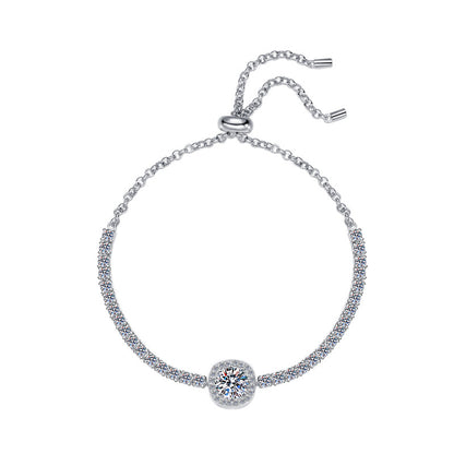 S925 Sterling Silver Bracelet for Women, Colorful Moissanite Star Bracelet