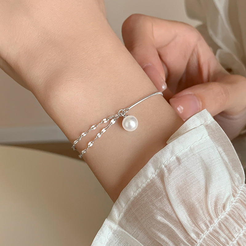 Double Layer Spliced Pearl Bracelet for Women