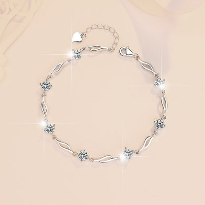 Korean Version Moissanite Bracelet Jewelry for Women Exquisite Light Luxury Bracelet Cross-Border Live Streaming s925Sterling Silver Ornament