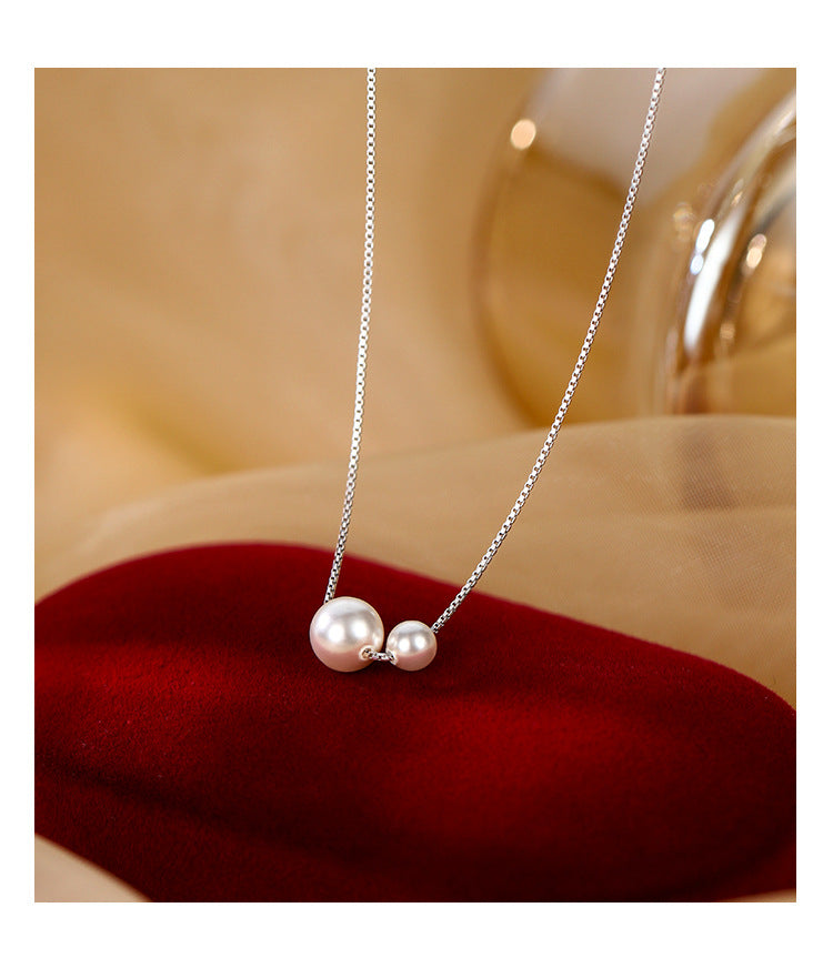 Two Pearl Necklace for Women Fashion Simple Light Luxury Niche Design