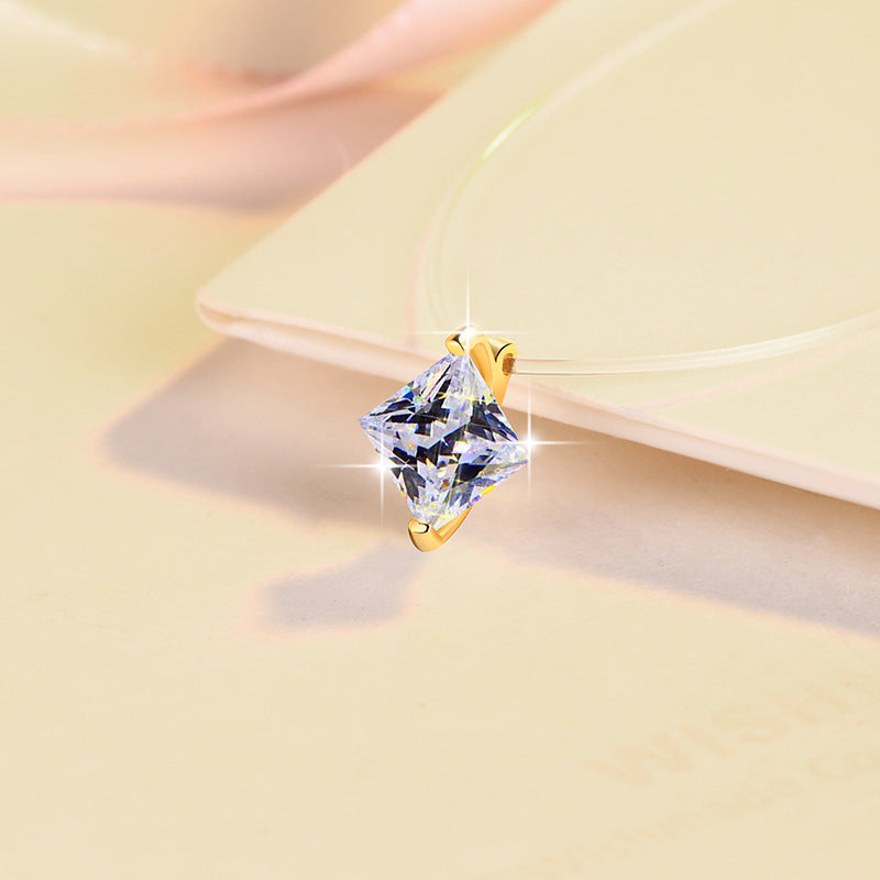 Mermaid Tears Princess Cut Invisible Fish Line Moissanite Pendant S925 Silver Necklace