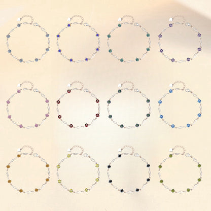 Pure Silver Bracelet S925 Jewelry Exquisite Fashion Seven Princess Jewelry Wholesale Cross-Border High-Grade Colorful Moissanite Hand Accessories