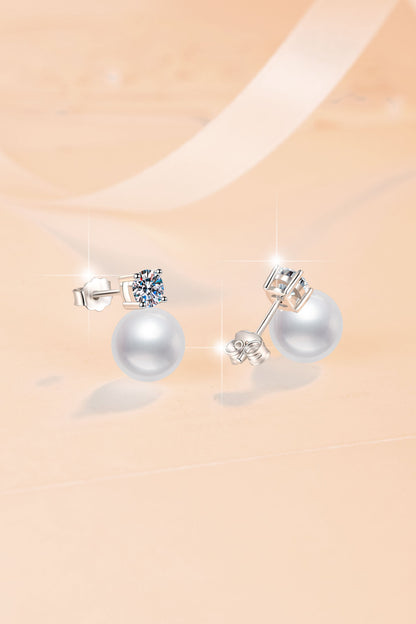 Moissanite Earrings High-end Fashion Freshwater Pearl Earrings Shell Pearl Elegant Simple Luxury S925 Sterling Silver Drop Earrings