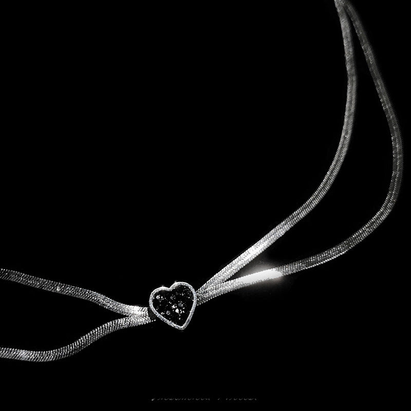 Dark Heart Double Layer Necklace for Women