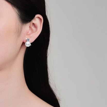 Moissanite Earrings High-end Fashion Freshwater Pearl Earrings Shell Pearl Elegant Simple Luxury S925 Sterling Silver Drop Earrings