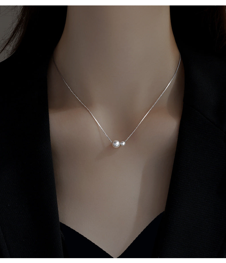 Two Pearl Necklace for Women Fashion Simple Light Luxury Niche Design