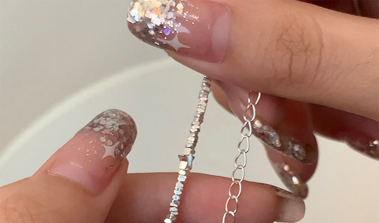 Broken Silver Five-Pointed Star Bracelet for Women Fashionable