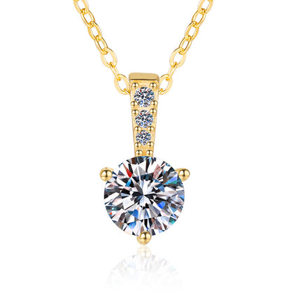 Live Cross-Border Hot-Selling Moissanite Necklace Elegant Versatile Light Luxury High-End Feel Women's S925 Sterling Silver Collarbone Chain