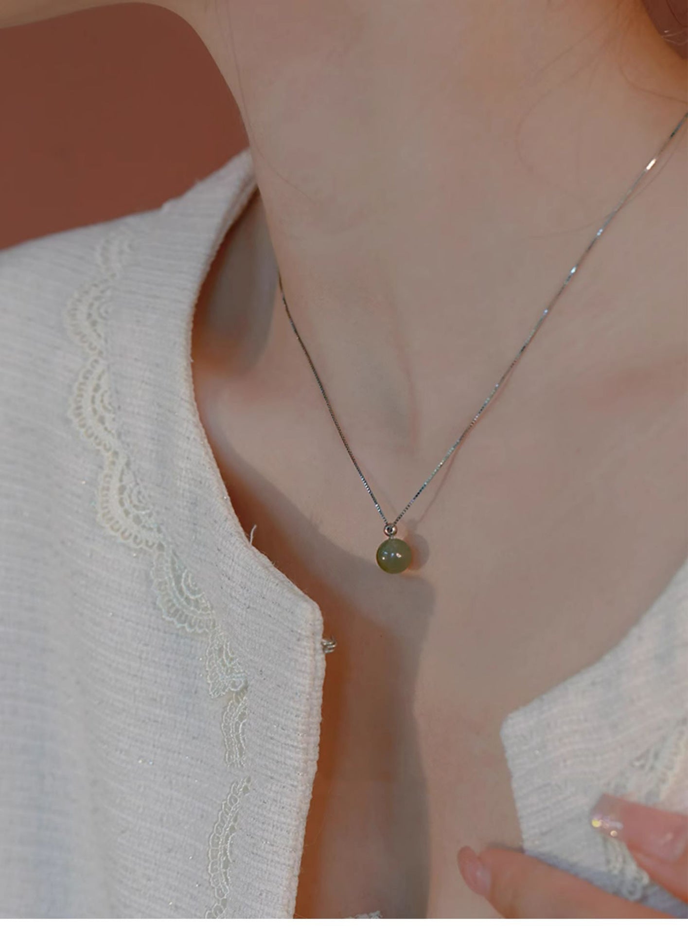 Lake Green Hetian Jade Necklace for Women
