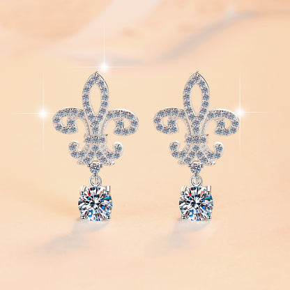 Trident S925 Sterling Silver Earrings for Women, High-end Earrings with 1 Carat D Color Moissanite