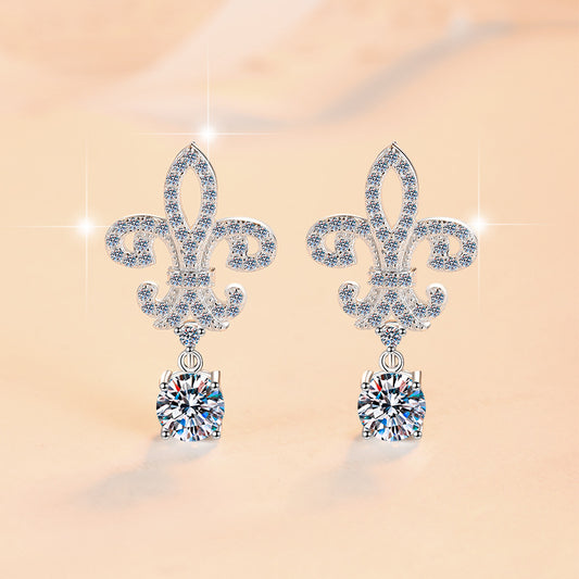Trident S925 Sterling Silver Earrings for Women, High-end Earrings with 1 Carat D Color Moissanite