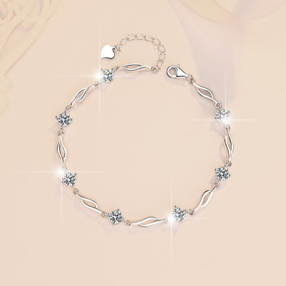 Korean Version Moissanite Bracelet Jewelry for Women Exquisite Light Luxury Bracelet Cross-Border Live Streaming s925Sterling Silver Ornament