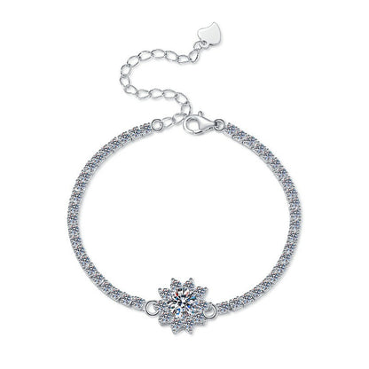S925 Sterling Silver Bracelet Korean Version Light Luxury Fashion Personality Jewelry Manufacturer Cross-Border Sunflower Moissanite Jewelry Wholesale