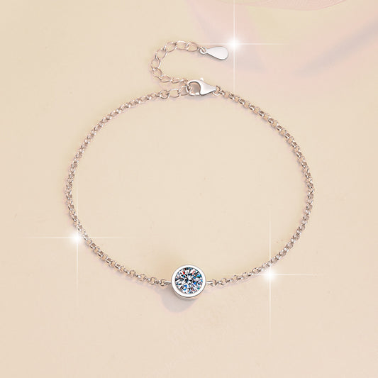 925 Sterling Silver Bracelet Small Bubble 1 Carat Moissanite Bracelet Platinum Plated Moissanite Jewelry