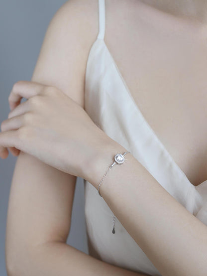 Korean Version S925 Sterling Silver Bracelet Plated PT950 Simple Fashion 1 Carat Moissanite Jewelry
