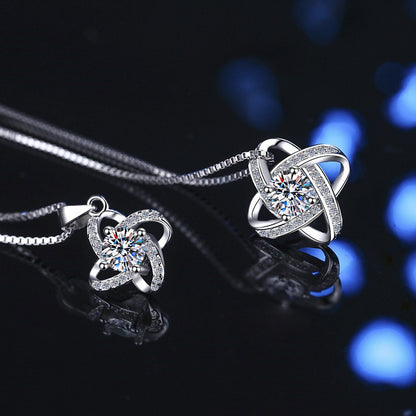 S925 Sterling Silver Necklace for Women Fashionable Versatile Four-Leaf Clover Windmill Pendant High-End Clavicle Chain Wholesale Cross-Border