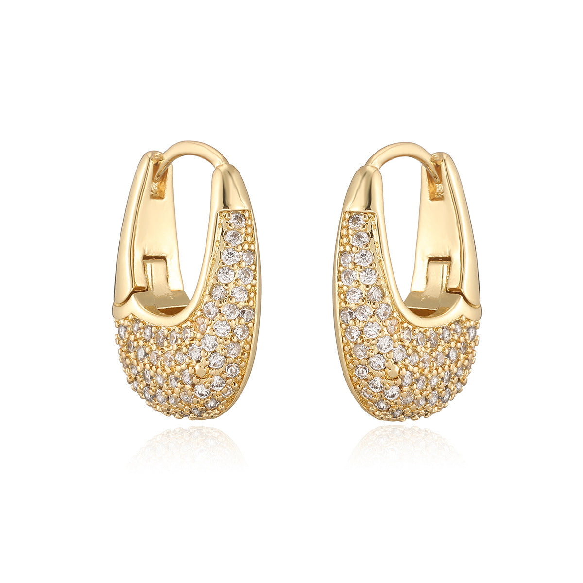 18K Gold Plated Copper Zircon Earrings for Women INS Internet Celebrity Personality Versatile Earrings New