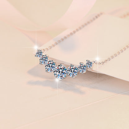 Moissanite Necklace for Women Seven Princess Pendant Light Luxury Versatile Fashion Jewelry Wholesale Cross-Border S925 Sterling Silver Collarbone Chain