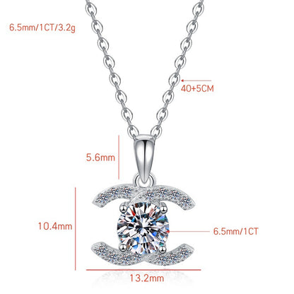 S925 Silver Moissanite Pendant Clavicle Chain Fashion Versatile Jewelry  High-End Pure Silver Necklace
