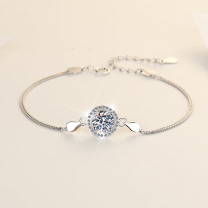 s925Sterling Silver Bracelet1Carat Plated pt950Fashion Versatile Jewelry Manufacturer Cross-Border Moissanite Hand Jewelry Wholesale