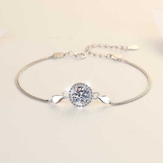 s925Sterling Silver Bracelet1Carat Plated pt950Fashion Versatile Jewelry Manufacturer Cross-Border Moissanite Hand Jewelry Wholesale