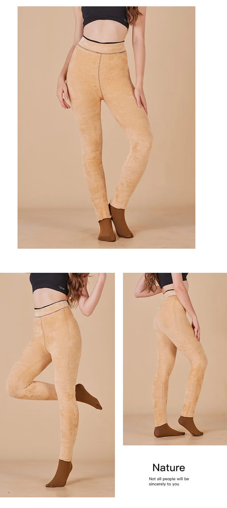 Women's Thermal Tights High Quality Transparent Skin Feeling Fleece Lined Winter Leggings Plus Size Opaque Pantyhose For Outdoor