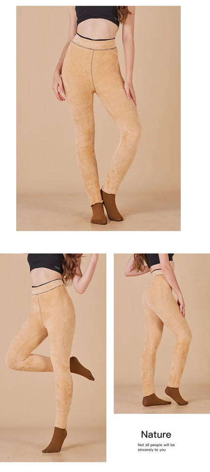 Women's Thermal Tights High Quality Transparent Skin Feeling Fleece Lined Winter Leggings Plus Size Opaque Pantyhose For Outdoor