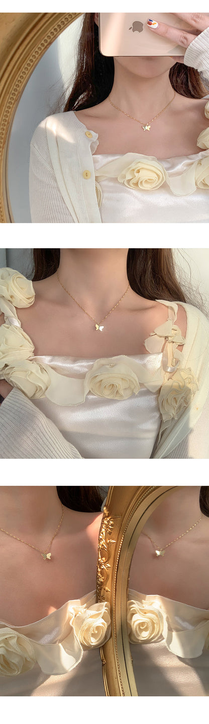 Woven Chain Butterfly Necklace Female Clavicle Chain Niche Design