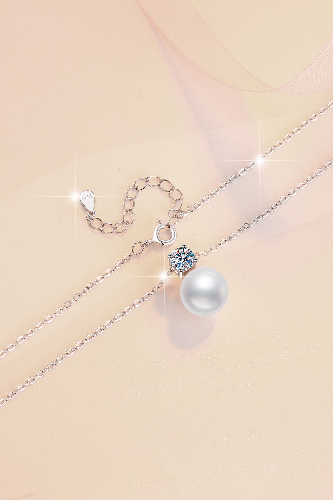Summer New Freshwater Pearl Simple Korean Version Moissanite Collarbone Chain Factory Source S925 Sterling Silver Necklace Wholesale