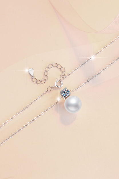 Summer New Freshwater Pearl Simple Korean Version Moissanite Collarbone Chain Factory Source S925 Sterling Silver Necklace Wholesale