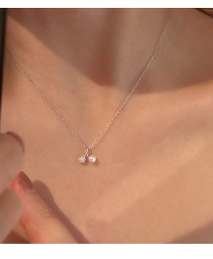 Korean Version Niche Design Small Cherry Pearl Necklace Women's