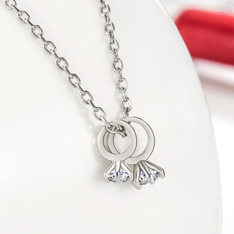 Creative Diamond Ring Necklace for Women Elegant and Simple