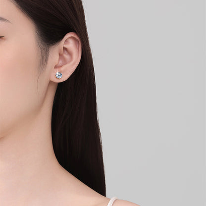 Moissanite Earrings for Women 925 Sterling Silver Simple Four-Prong 18K Gold Plated Carat Diamond Jewelry