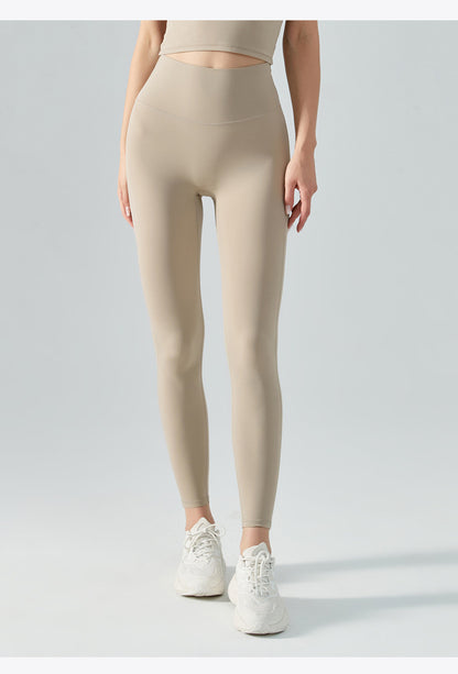 Women's High Waist Yoga Leggings - Double-sided Brushed Booty Lifting Fitness Pants for Running & Sports Green Brown White