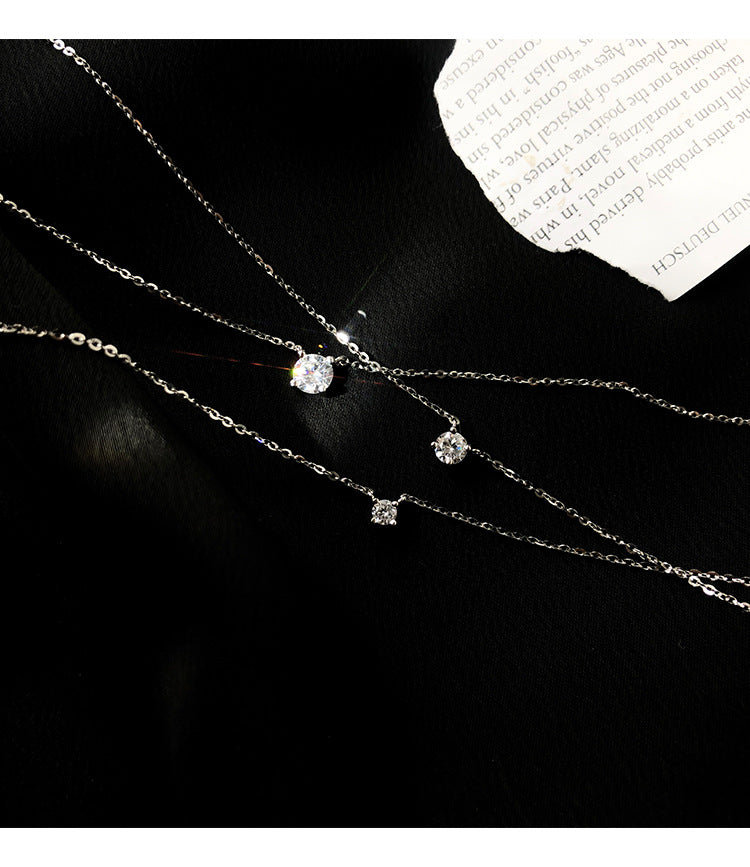 Single Diamond Necklace for Women Niche Design