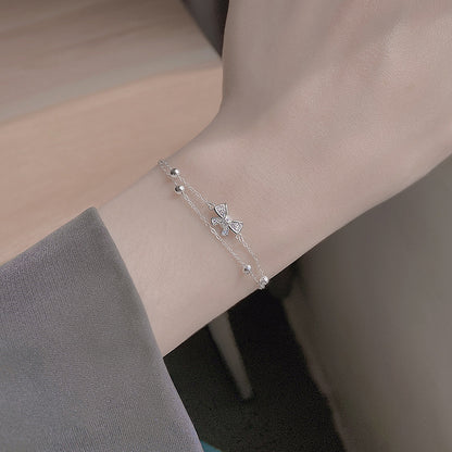 Butterfly Knot Double Layer Bracelet for Women, Ins Style