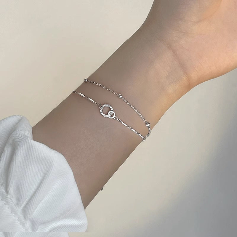 Double Layer Stacked Interlocking Bracelet for Women