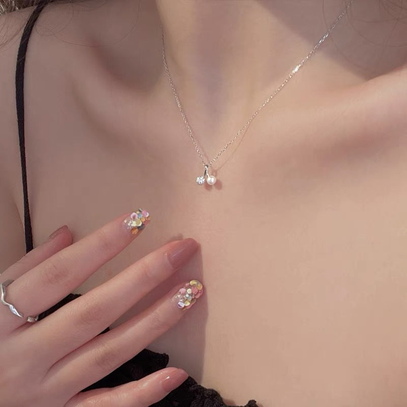 Korean Version Niche Design Small Cherry Pearl Necklace Women's