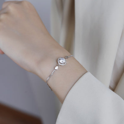 s925Sterling Silver Bracelet1Carat Plated pt950Fashion Versatile Jewelry Manufacturer Cross-Border Moissanite Hand Jewelry Wholesale