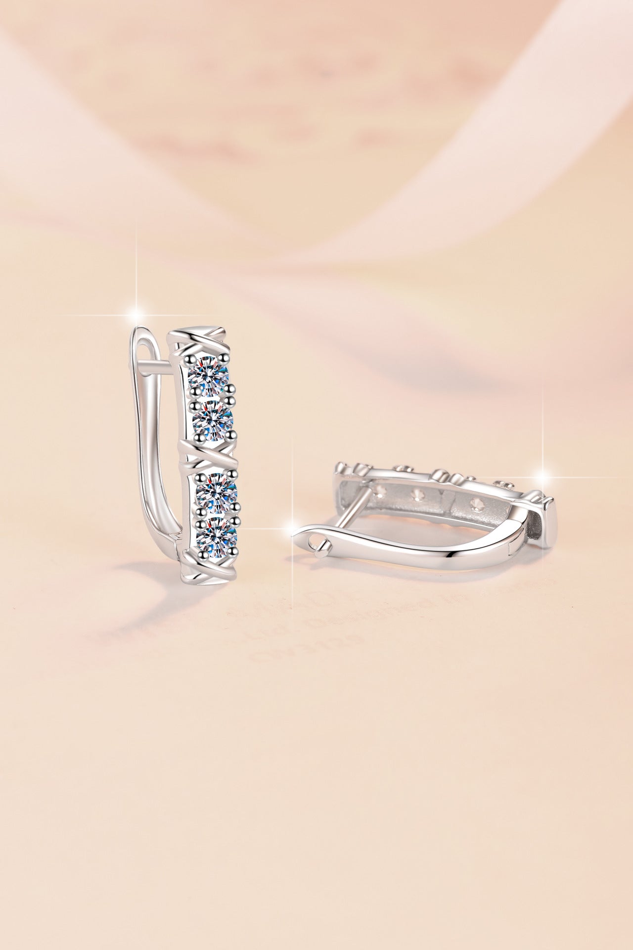 Two-tone Cross Earrings S925 Sterling Silver Light Luxury Fashion European and American Cross-border Personality Minimalist Style Moissanite Earrings