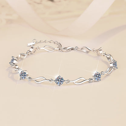 Pure Silver Bracelet S925 Jewelry Exquisite Fashion Seven Princess Jewelry Wholesale Cross-Border High-Grade Colorful Moissanite Hand Accessories
