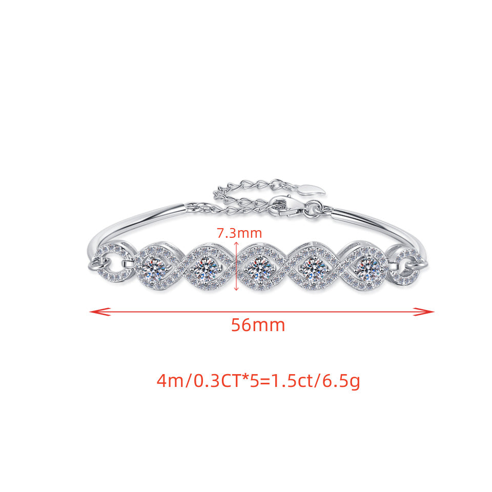 European and American S925 Sterling Silver Jewelry Fashion High-end Starry Sky Bracelet Cross-border Source Moissanite Bracelet