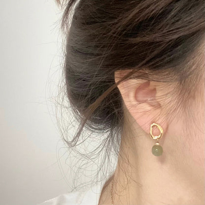 Hetian Jade Yang Green Earrings for Women
