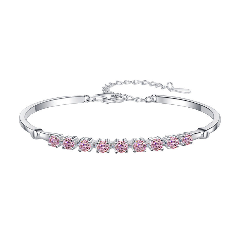 Colorful Moissanite Bracelet Fashion Adjustable D Color 0.1ct Bracelet Wholesale S925 Sterling Silver Women's Bracelet