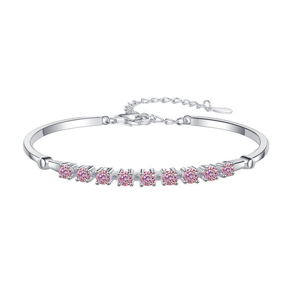 Colorful Moissanite Bracelet Fashion Adjustable D Color 0.1ct Bracelet Wholesale S925 Sterling Silver Women's Bracelet