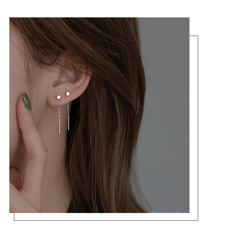Tassel Square Thread Earrings for Women  Short Style
