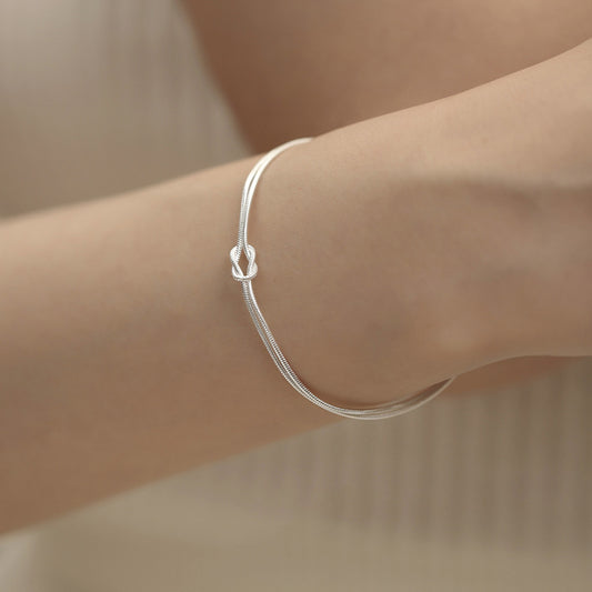 Knotted Double Layer Snake Bone Bracelet for Women