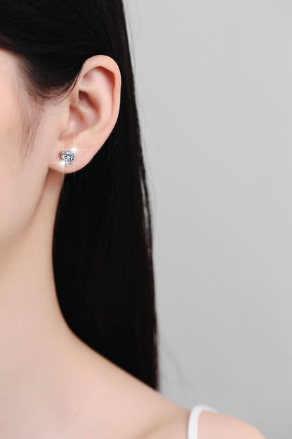 S925 Sterling Silver Earrings for Women Fashion Heart-Shaped Screw Thread Earrings One Carat Moissanite Jewelry
