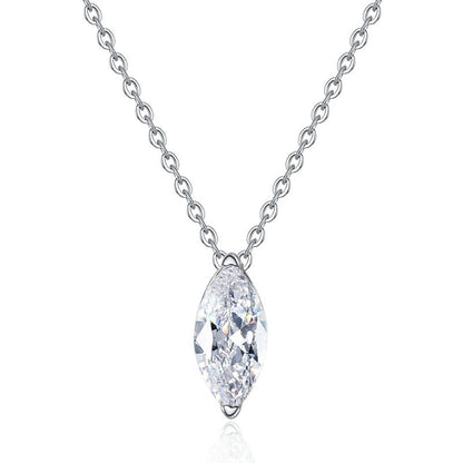 S925 Sterling Silver Necklace 1 Carat Marquise Moissanite Pendant 18K Gold Plated Clavicle Chain for Women